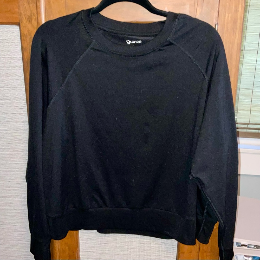 Quince Black Crewneck Pullover Sweater